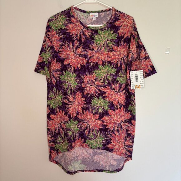 LULAROE NEW Irma Women's XS Purple Pink Green Floral Comfy Stretch - Picture 1 of 5